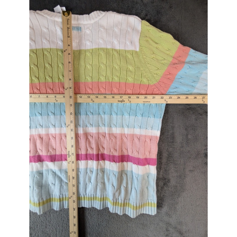 ✨ PRSTINE VTG Claiborne LG Preppy Tennis Golf Sweater V Neck Cable Knit Pullover - Picture 11 of 11